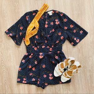 Navy Polka Dot Romper